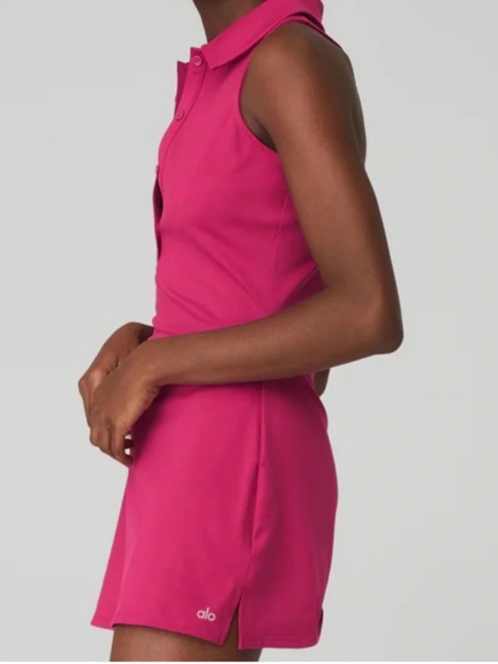 ALO Charmed Tennis Dress in Magenta Pink - Picture 3 of 10
